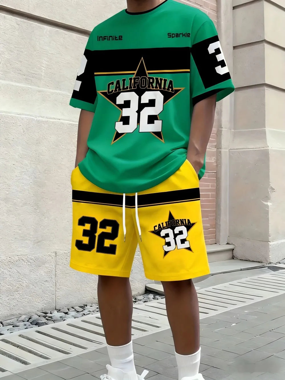 Letter Stripe Print Streetwear Set
