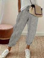 Striped Drawstring Baggy Trousers