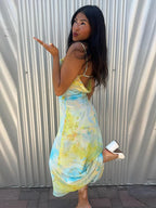 Watercolor Floral Ruched Dress