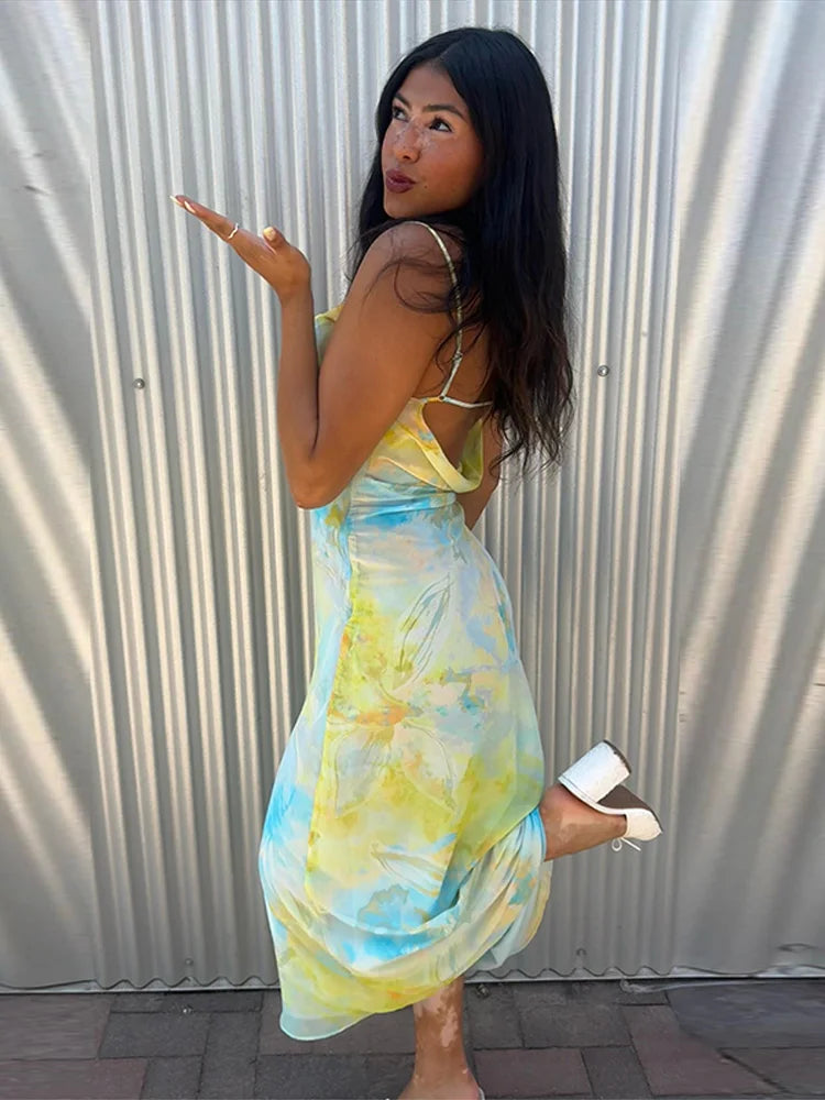Watercolor Floral Ruched Dress
