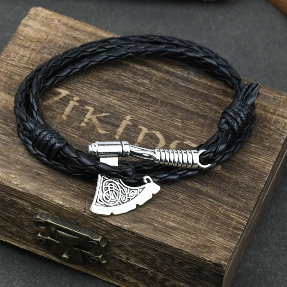 Viking Axe Leather Bracelet