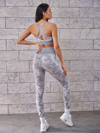 Nylon Graphic Print Sleeveless Two-Piece Yoga Set