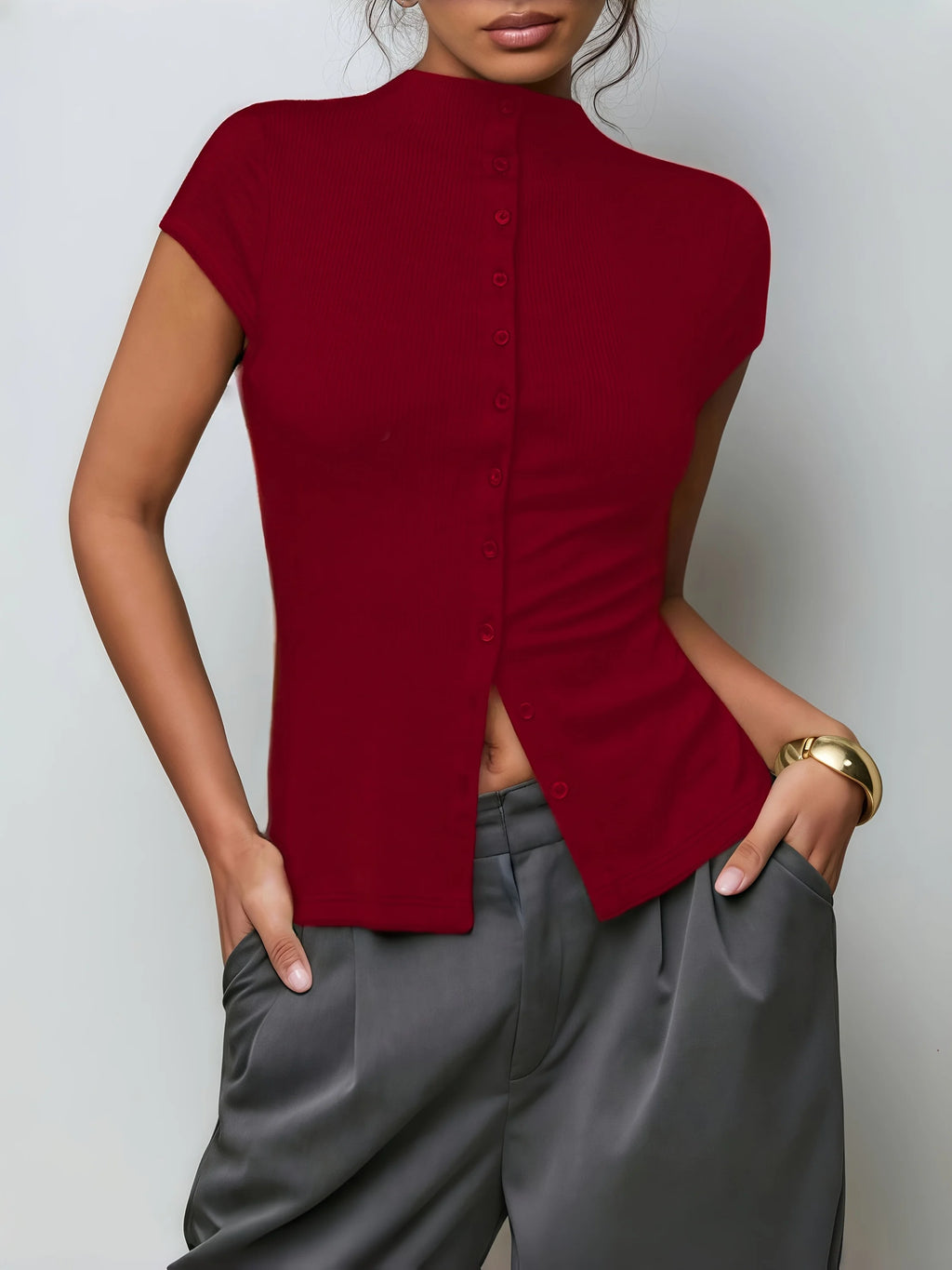 Knitted Turtleneck Cardigan