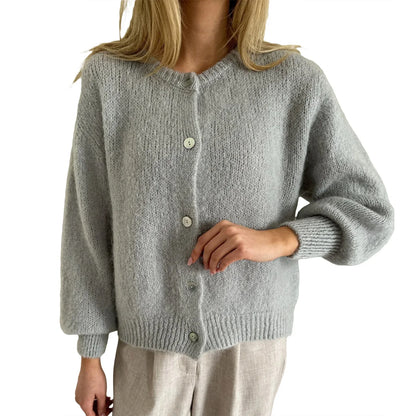 Solid Knit Button Cardigan