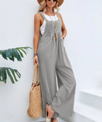 Casual Wide-Leg Cotton Linen Jumpsuit