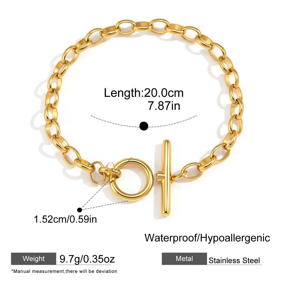 Glass Link Chain Bracelet