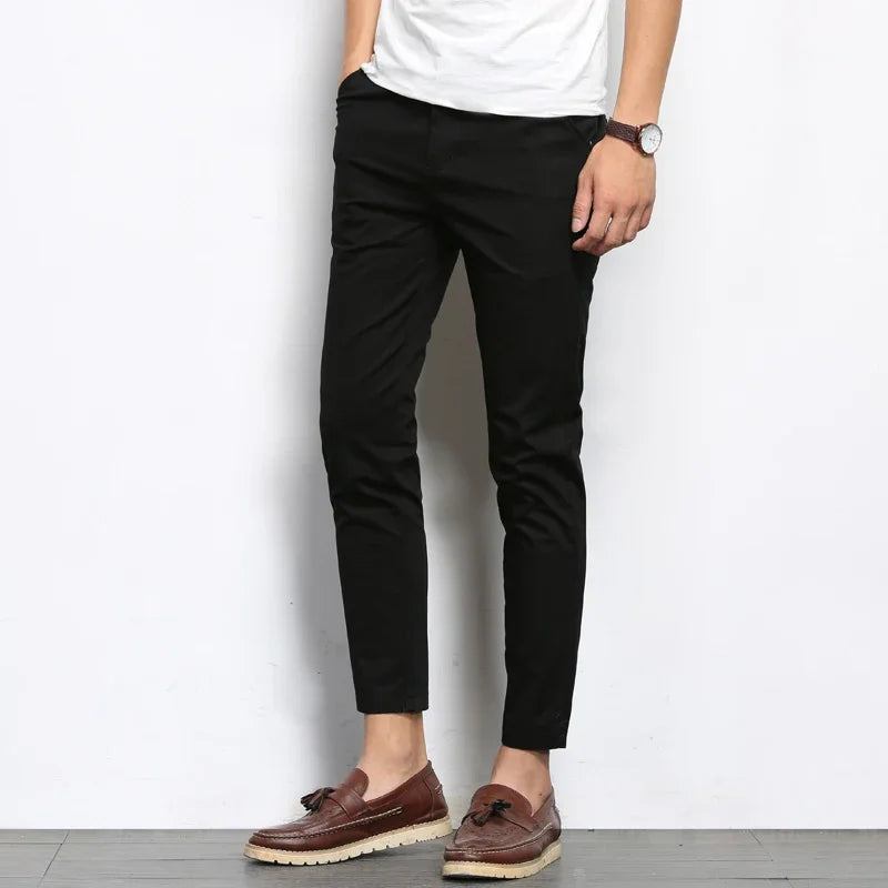 Elastic Ankle-Length Formal Trousers