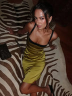 Patchwork Slash-Neck Camisole Dress