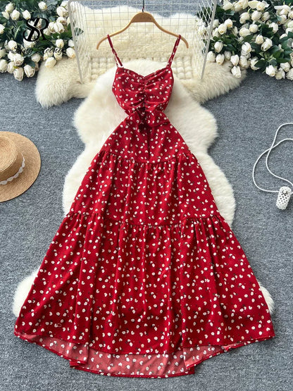 Floral Backless Beach Dress