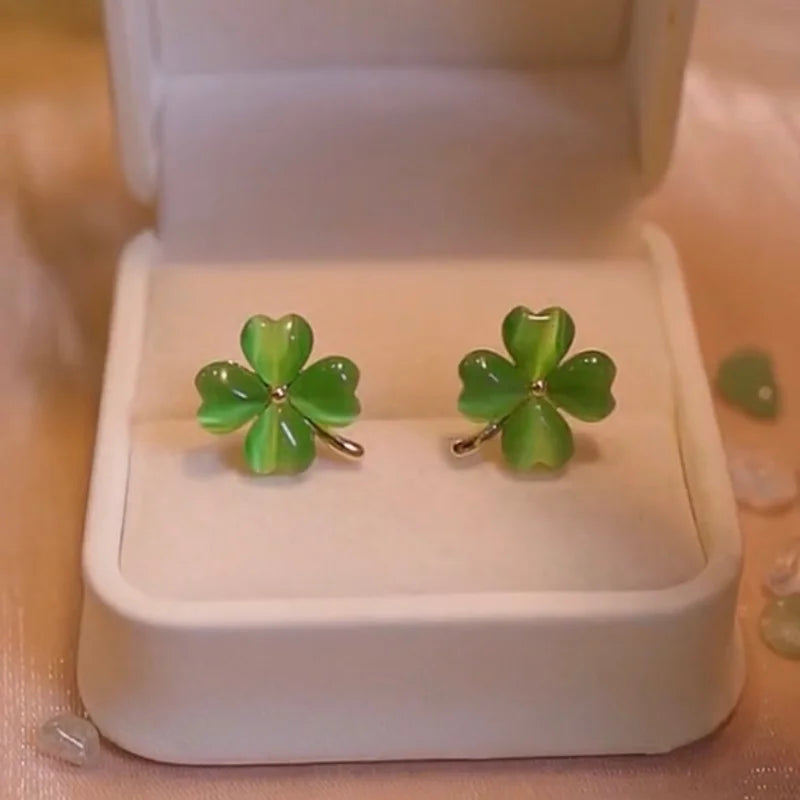 Elegant Clover Opal Earrings