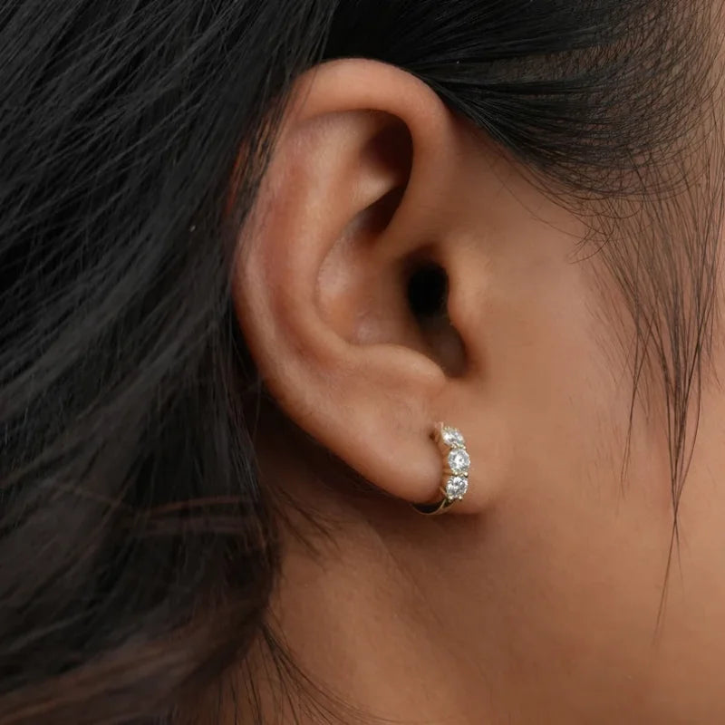 Moissanite Gold Hoop Earrings