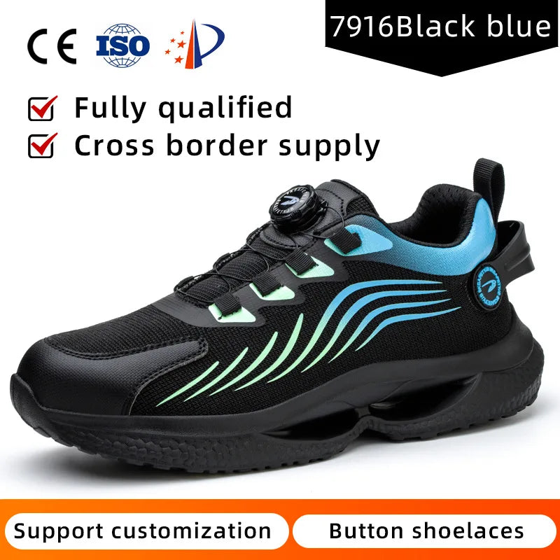 MJYTHF Rotating-Button Steel-Toe Boots