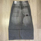 Mid Waist Punk Wide Jeans