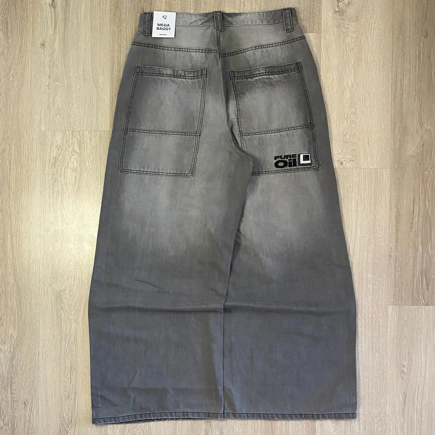Mid Waist Punk Wide Jeans