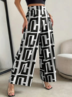 Checkered Print Bohemian Wide-Leg Pants