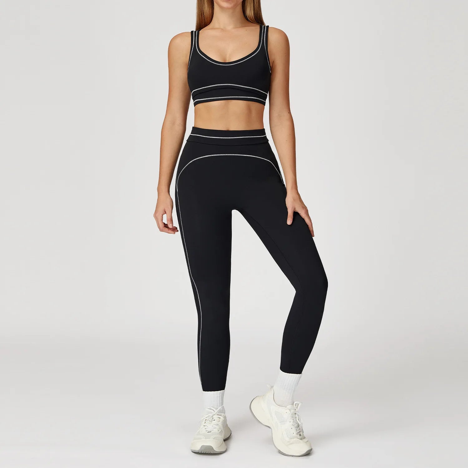 Knit Construction Sleeveless True-To-Size Fit Two-Piece Yoga Set