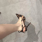 Leopard Print Thin Heel Sandals