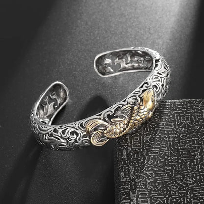 Retro Punk Koi Fish Engraved Bracelet