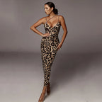 Leopard Print V-Neck Dress