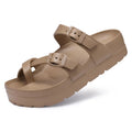 Women Buckle Platform Slides