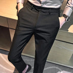 Black Striped British Suit Trousers