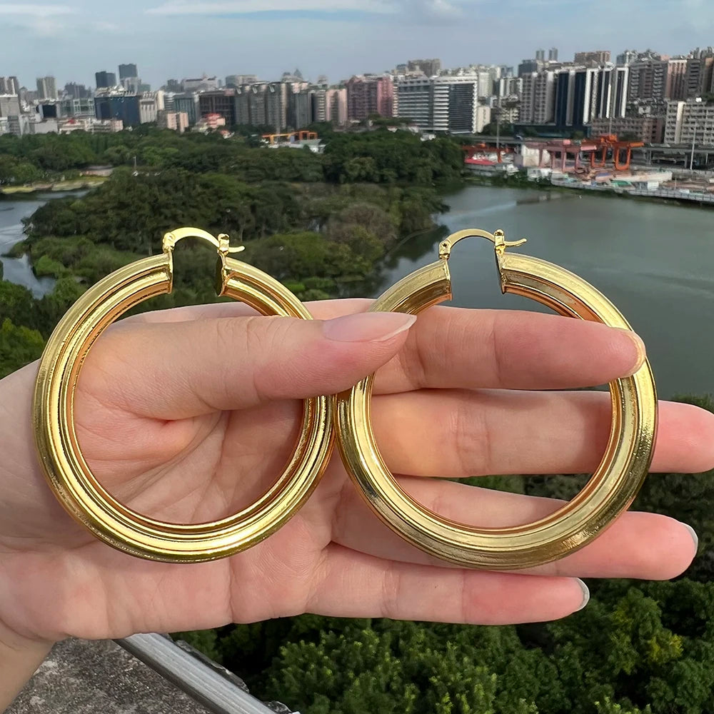 Gold Twisted Hoop Earrings