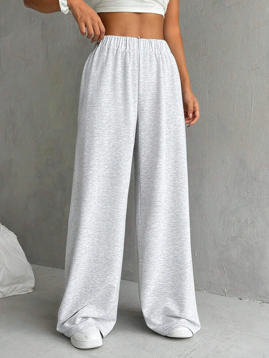 Solid Wide-Leg Ankle Pants