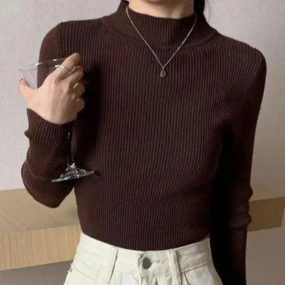 Mock Neck Slim Sweater