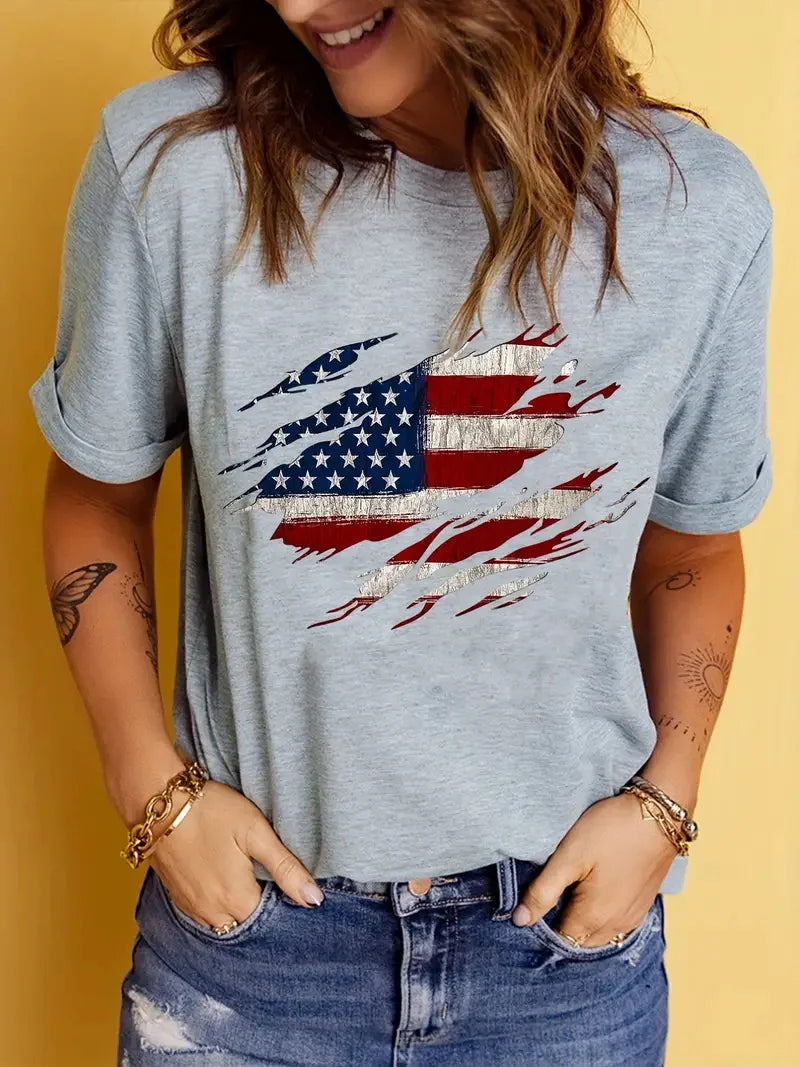 American Flag Print T-Shirt
