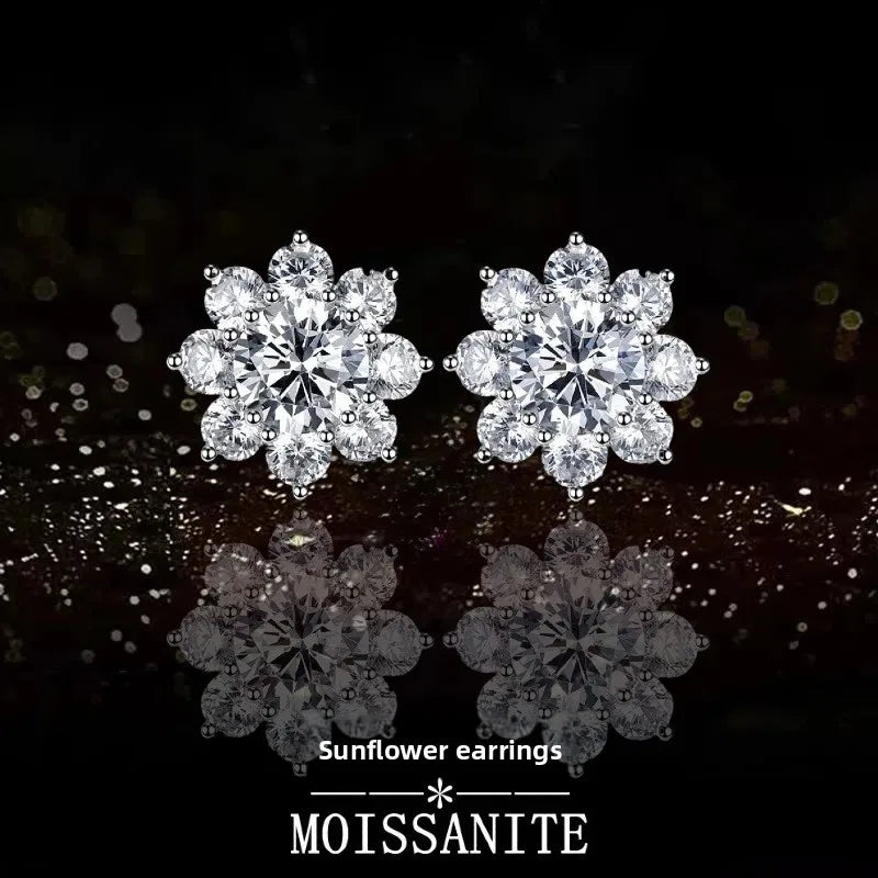 Sunflower Moissanite Stud Earrings