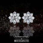 Sunflower Moissanite Stud Earrings