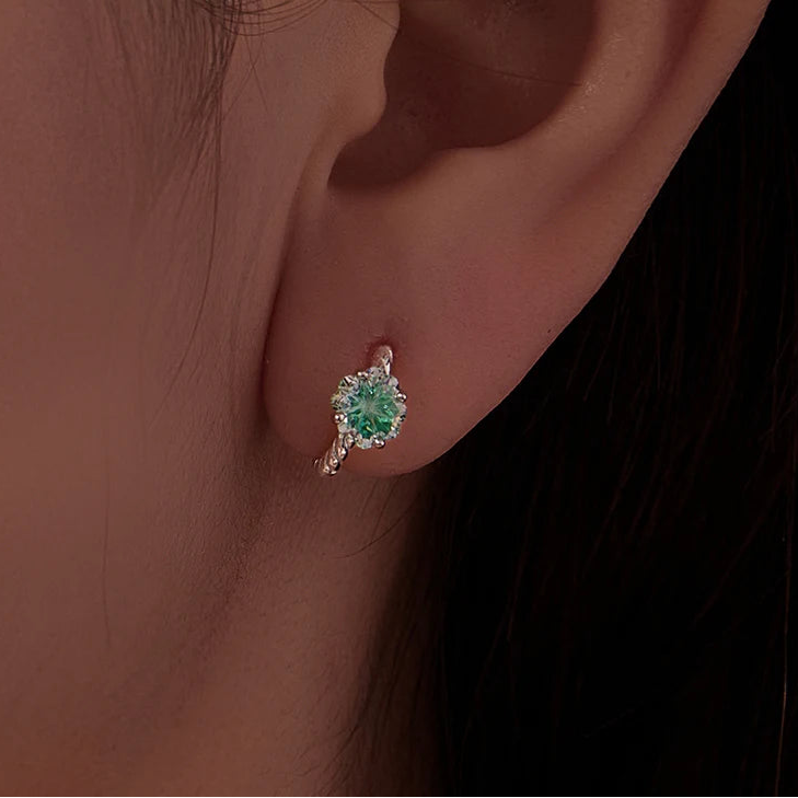 Clover Zircon Hoop Earrings