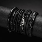 Black Leather Beaded Bracelet