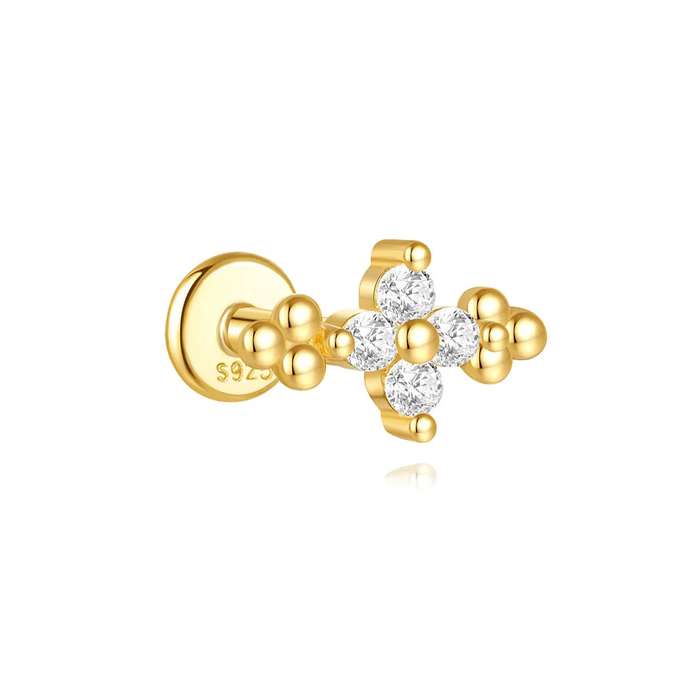 Geometric Pearl Zircon Studs