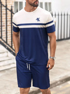 Stripe Print Loose Sports Set
