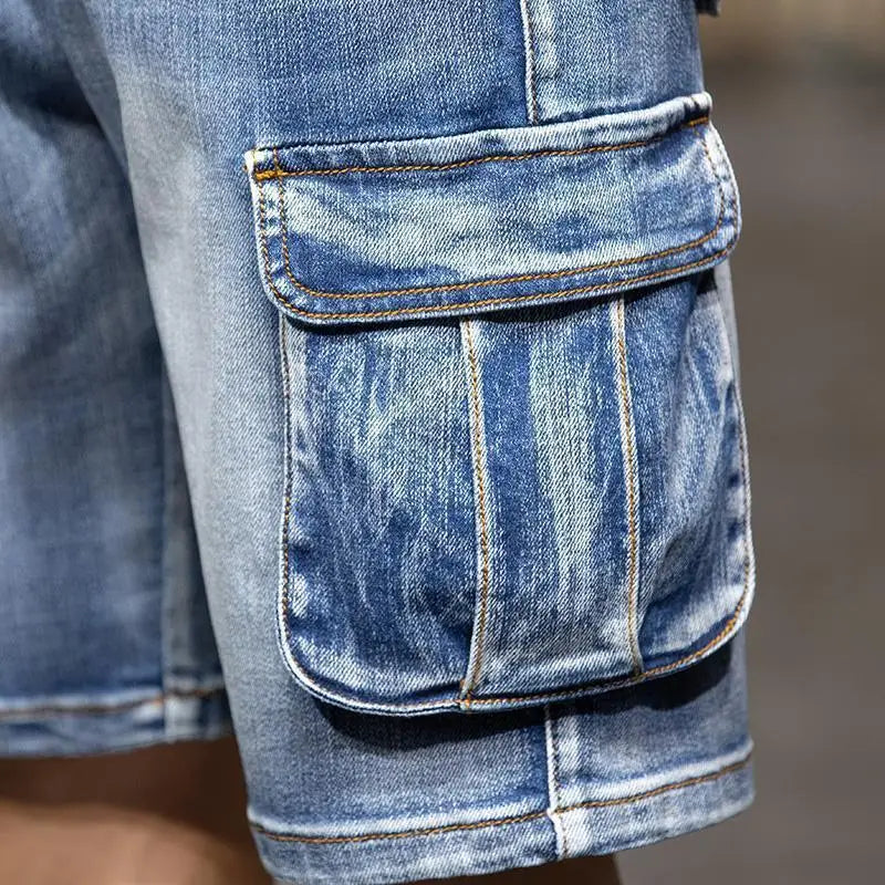 American Retro Denim Cargo Shorts