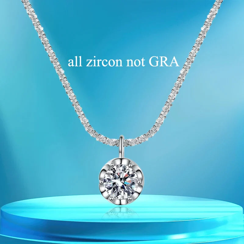 Crown Moissanite Silver Necklace