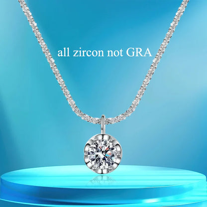 Crown Moissanite Silver Necklace