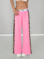 Leopard Side-Stripe Wide-Leg Trousers