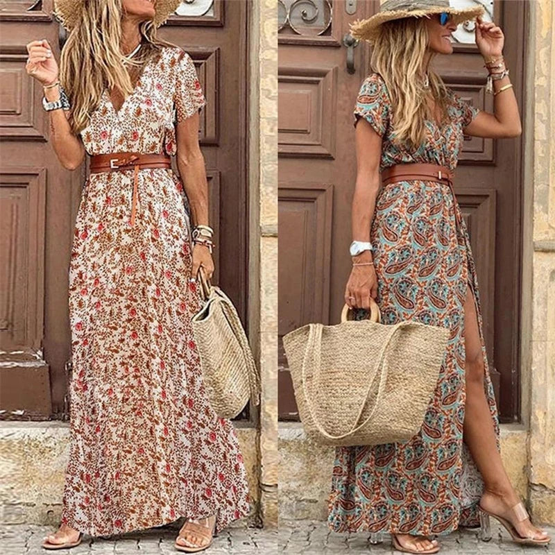 Bohemian Floral Summer Maxi Dress