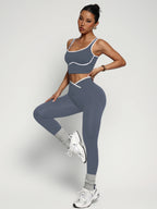 Blended Patchwork Pullover Slim Fit Two-Piece Yoga Set