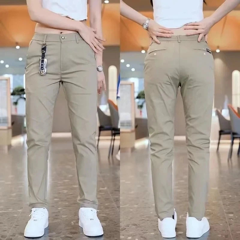 Slim Fit Mid-Rise Golf Trousers