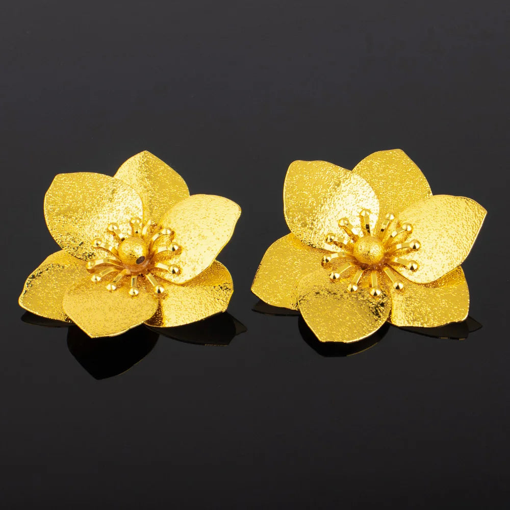 Gold Flower Stud Earrings