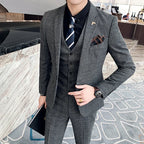 Lattice Plaid Three-Piece Formal Suit