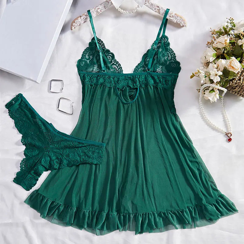 Transparent Tulle Nightgown Set