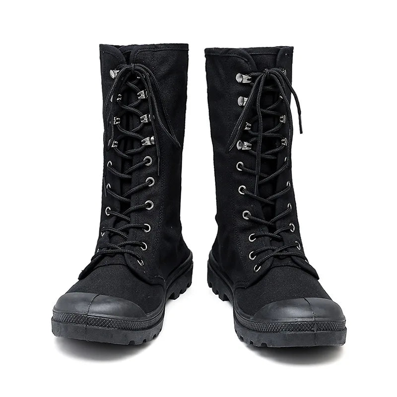 YBQJOO Canvas High-Top Ankle Boots