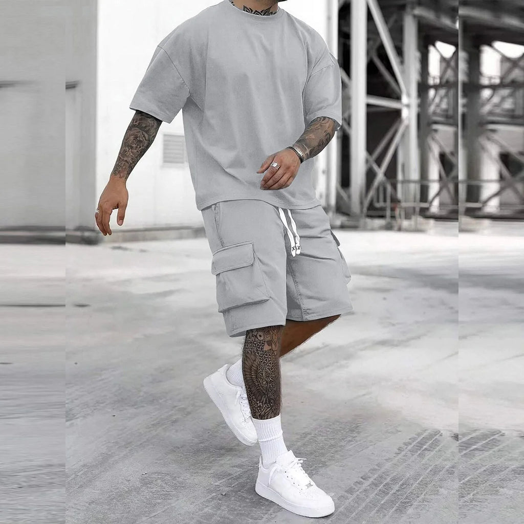Multi-Pocket Cargo Pants T-Shirt Set