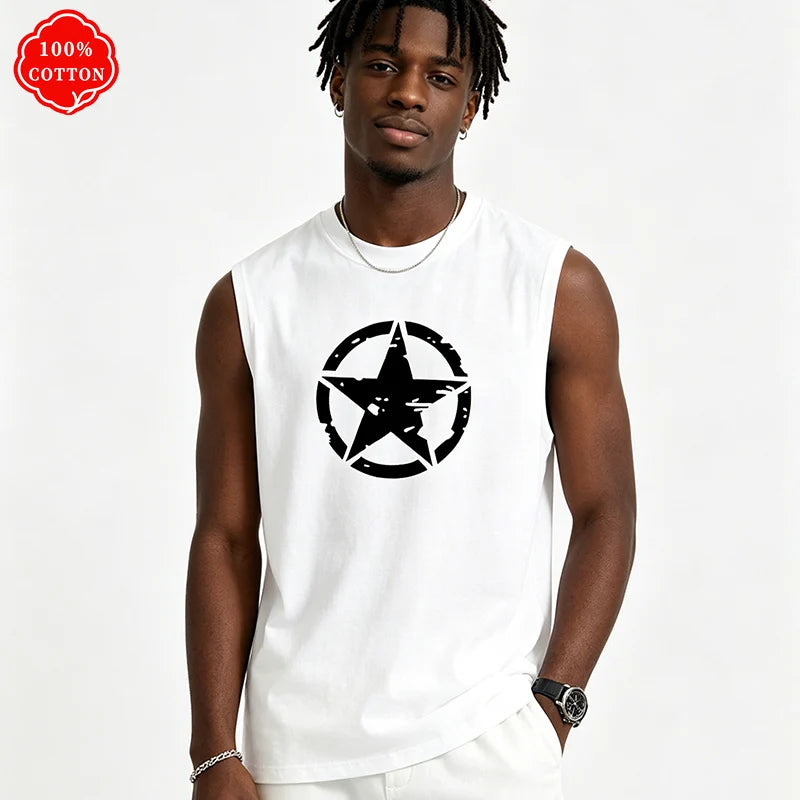 Five-Star Print Round-Neck Vest