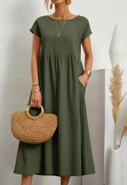 Vintage Solid Summer Dress