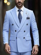 Pinstripe Double-Breasted Peak-Lapel Suit